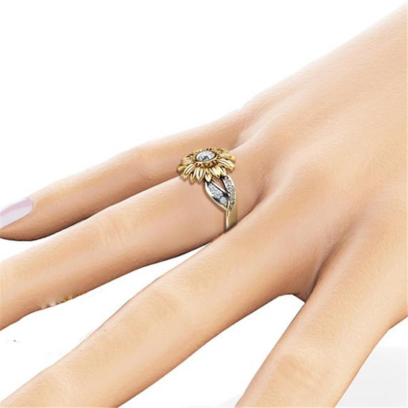Sunflower, gold-plated ring