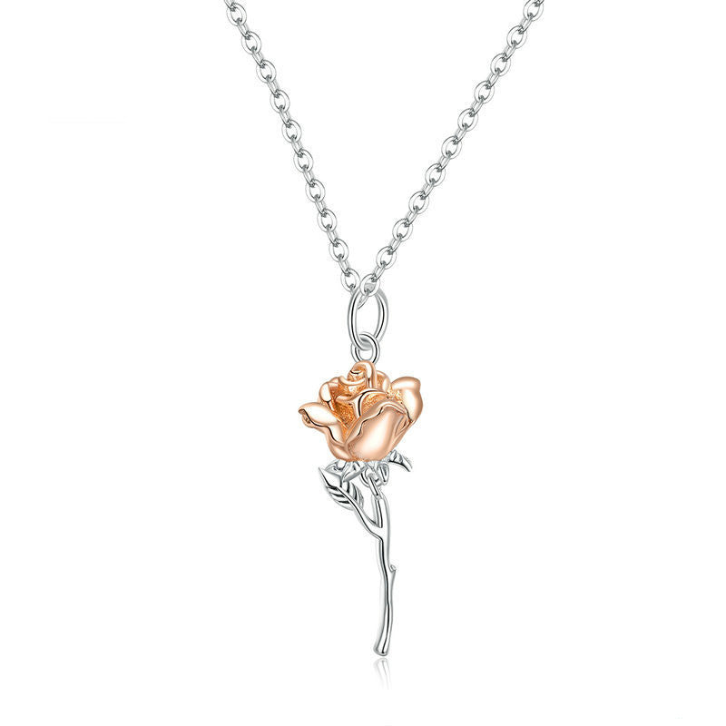 Striking silver rose pendant