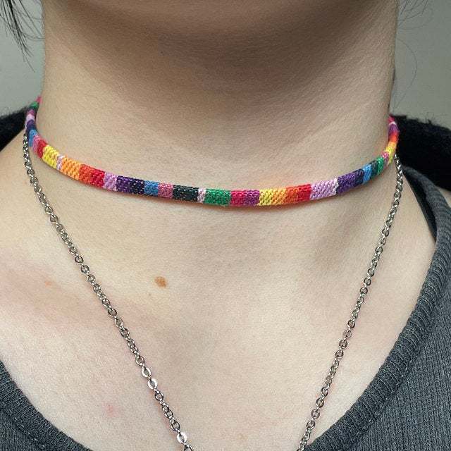Braided Rainbow Rope Choker
