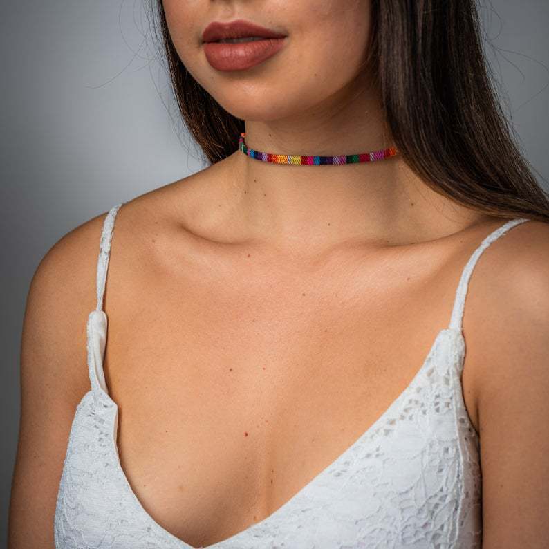 Braided Rainbow Rope Choker