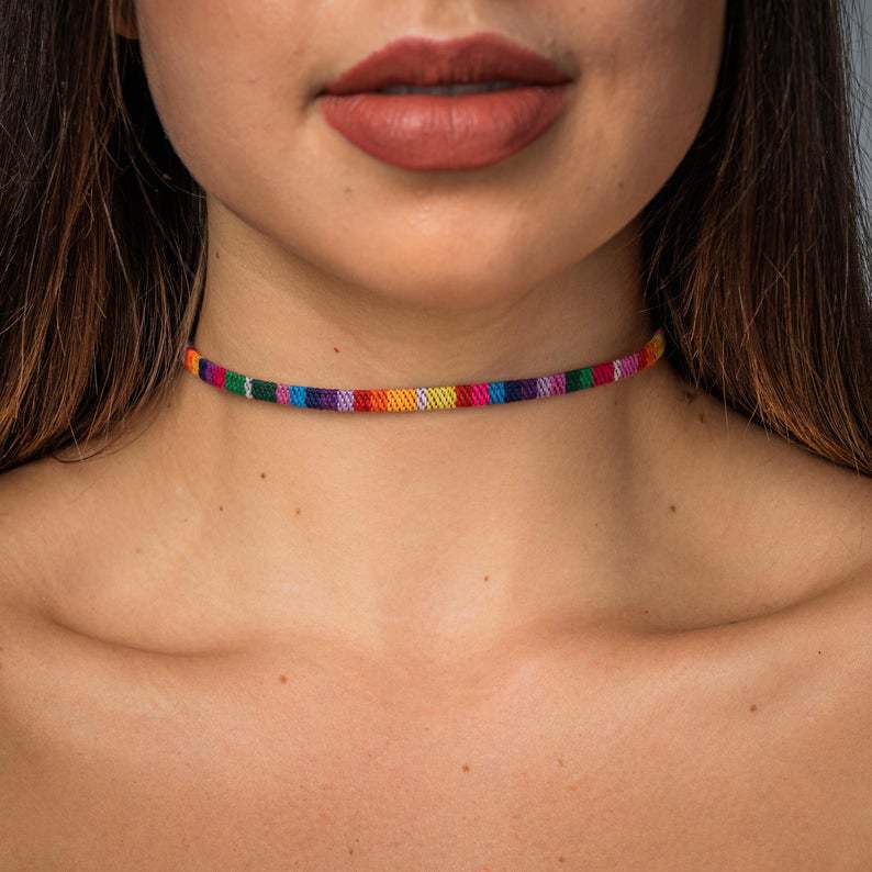 Braided Rainbow Rope Choker