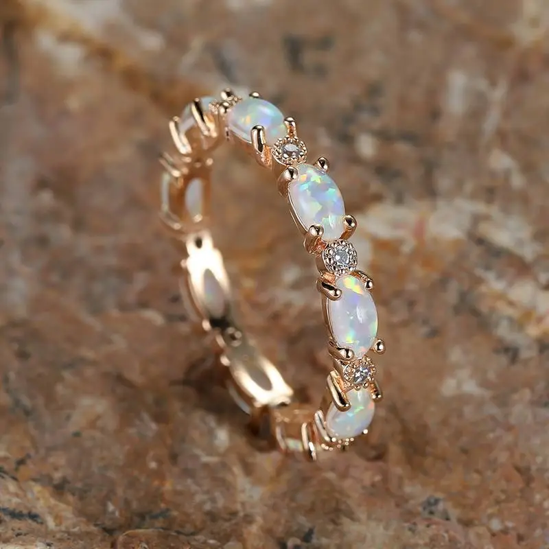 Zircon Opal Eternity Ring