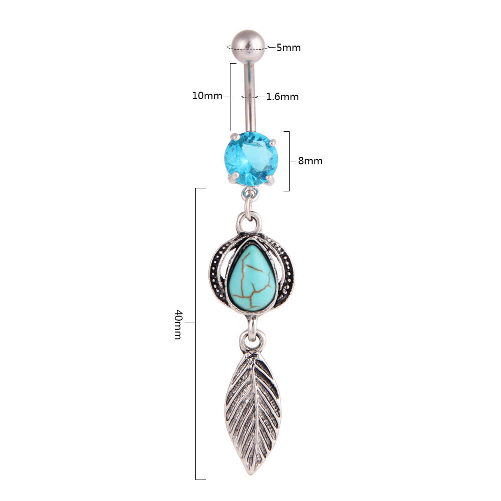 Turquoise Belly Button Ring / Dreamcatcher