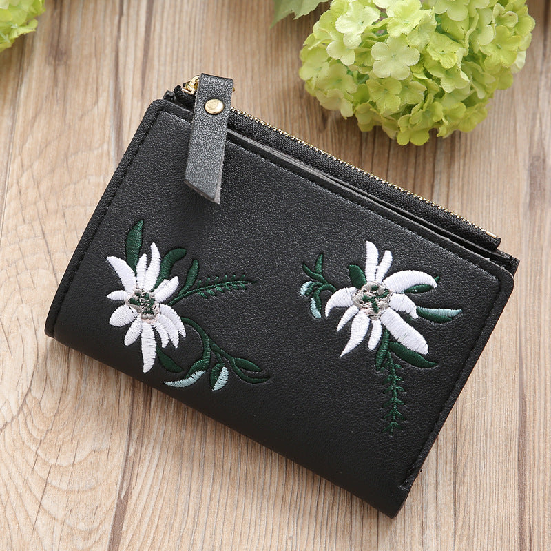 Embroidered zipper purse/ coin purse