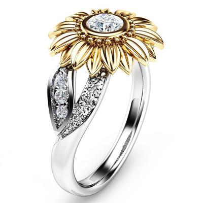 Sunflower, gold-plated ring