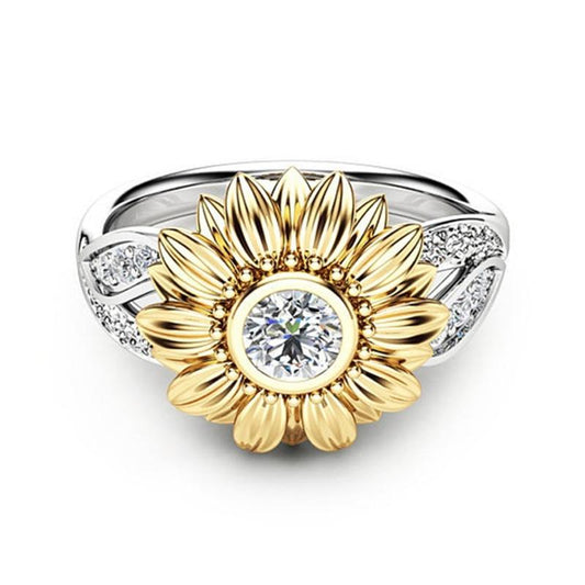 Sunflower, gold-plated ring