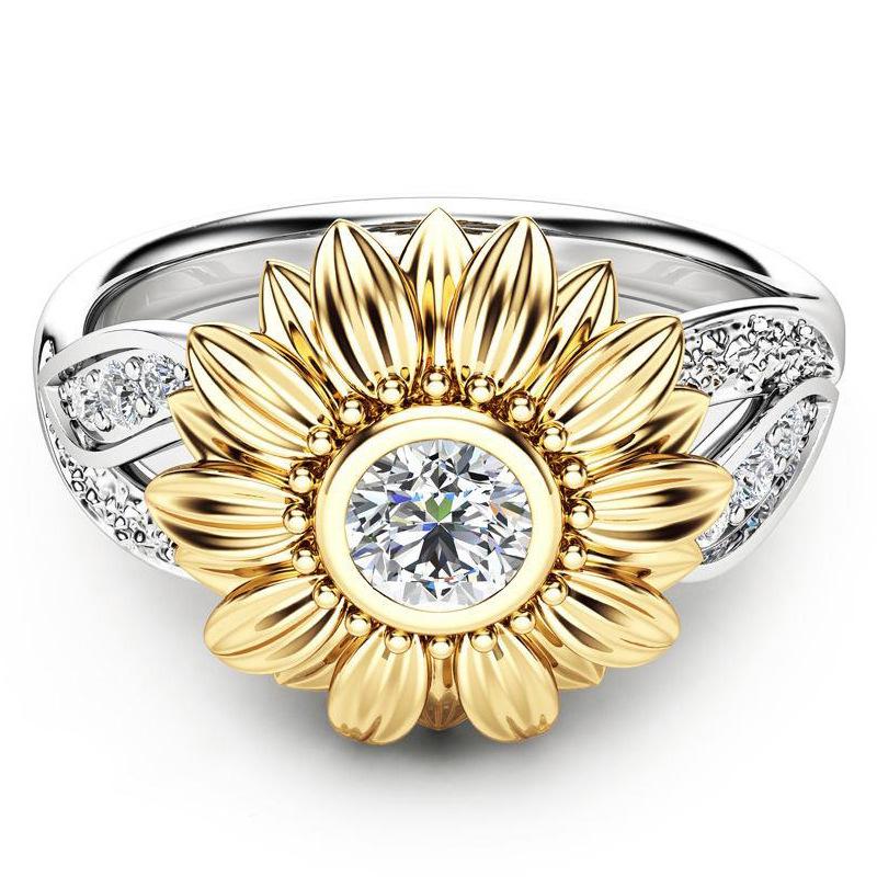 Sunflower, gold-plated ring