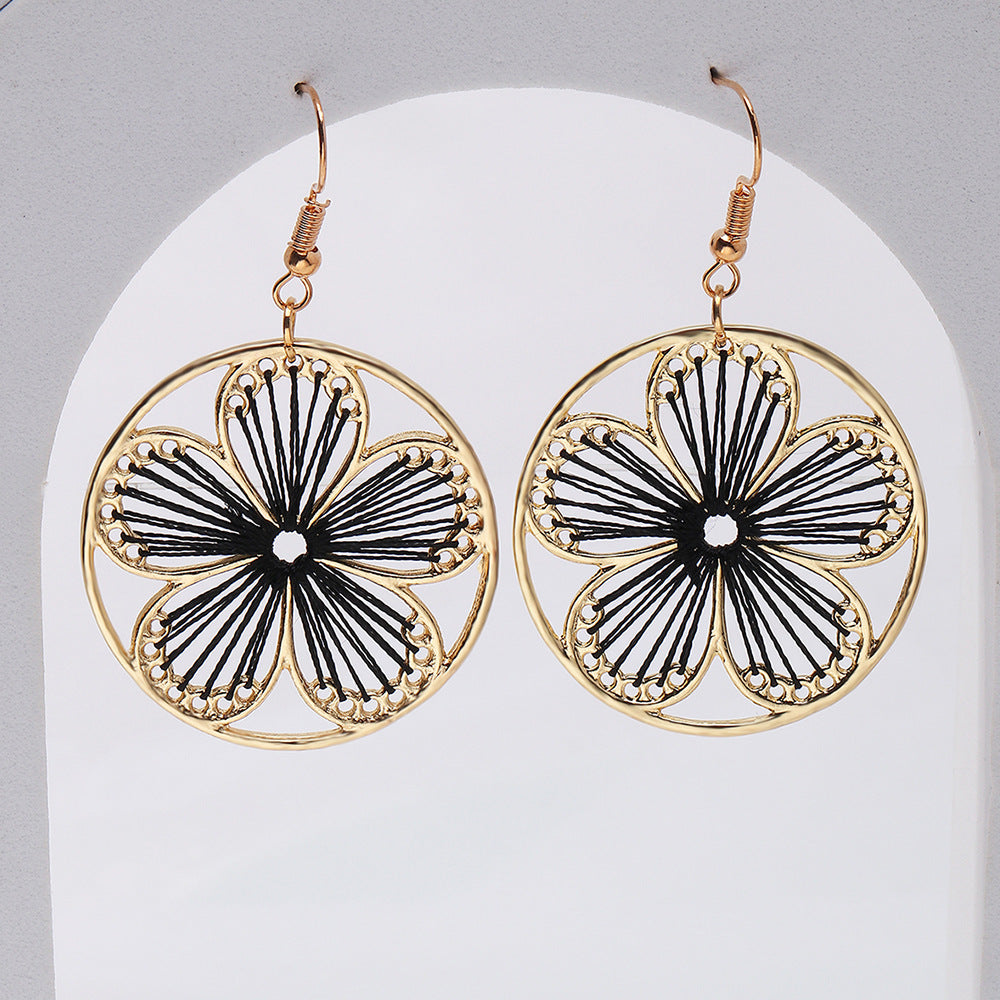 Hand Made Woven Daisy Tassel Earrings