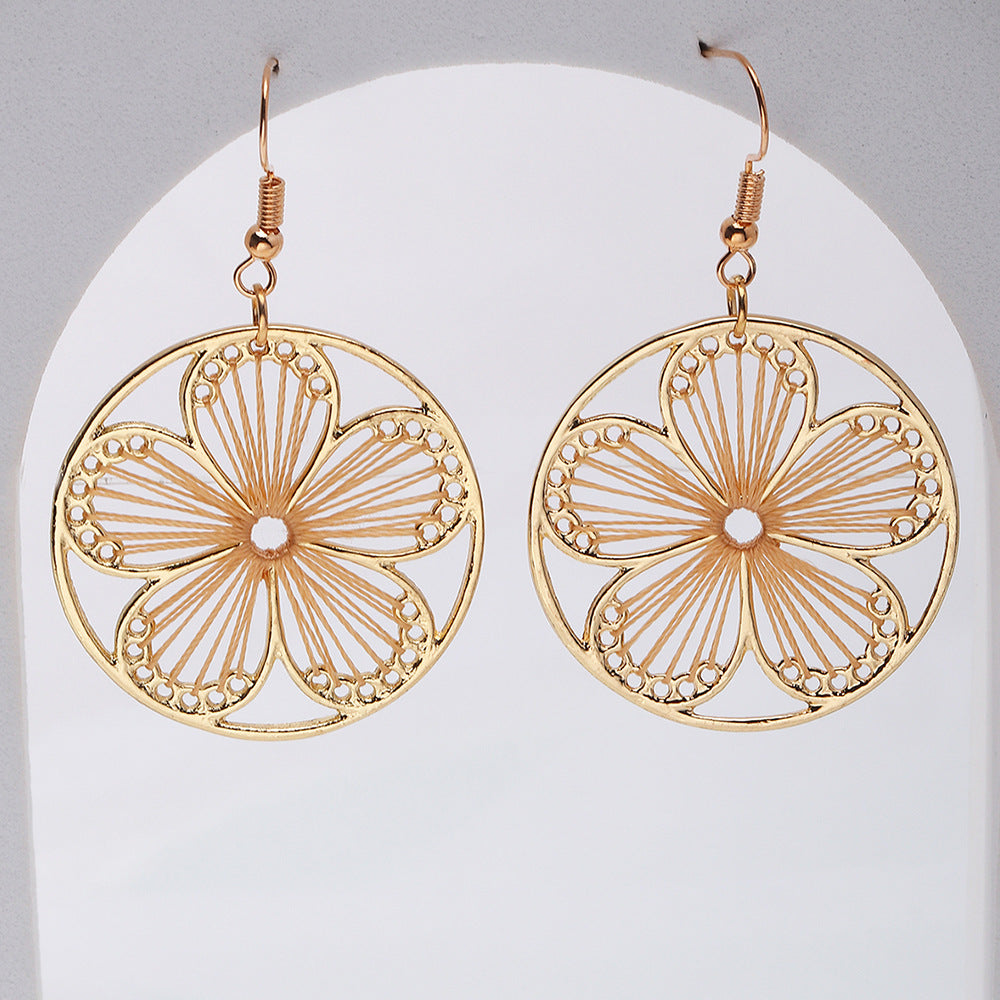 Hand Made Woven Daisy Tassel Earrings