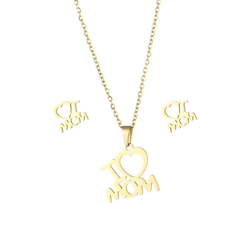 I Love Mom ❤️ Necklace & Earrings