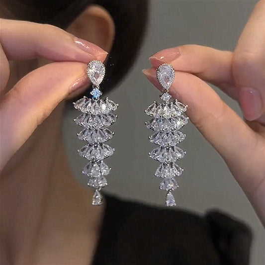 Sparkling upside down Christmas Tree Drop Earrings