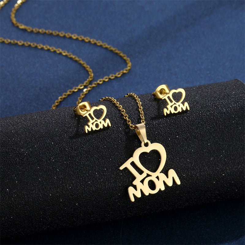 I Love Mom ❤️ Necklace & Earrings