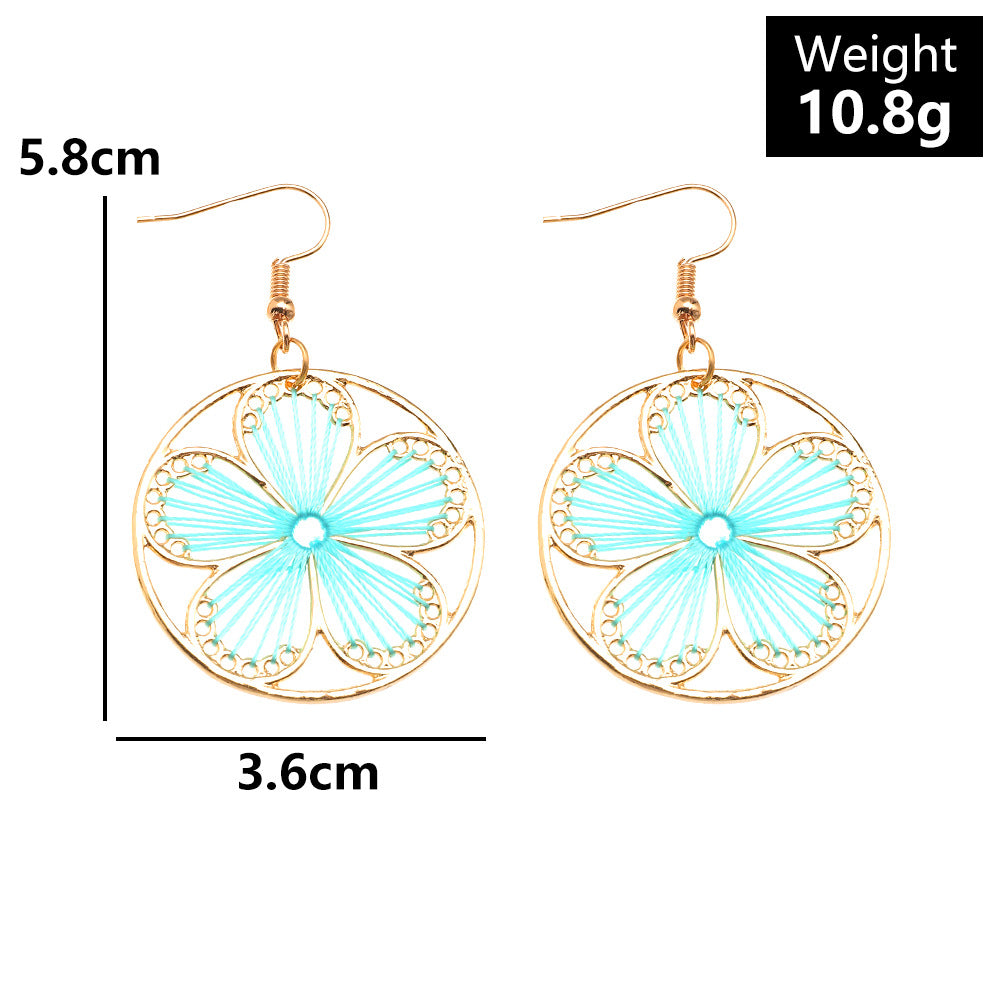 Hand Made Woven Daisy Tassel Earrings