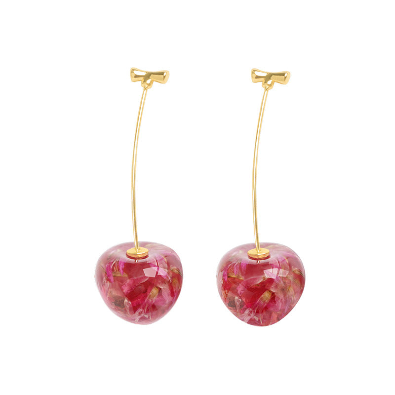 Long Sweet And Fashionable Cherry Earrings