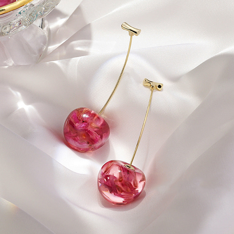 Long Sweet And Fashionable Cherry Earrings