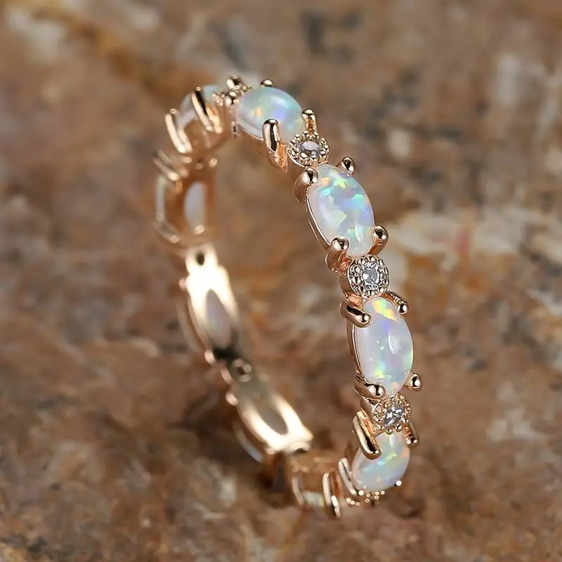 Zircon Opal Eternity Ring