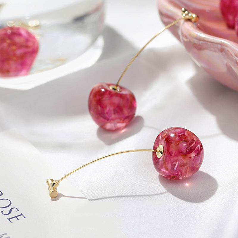 Long Sweet And Fashionable Cherry Earrings