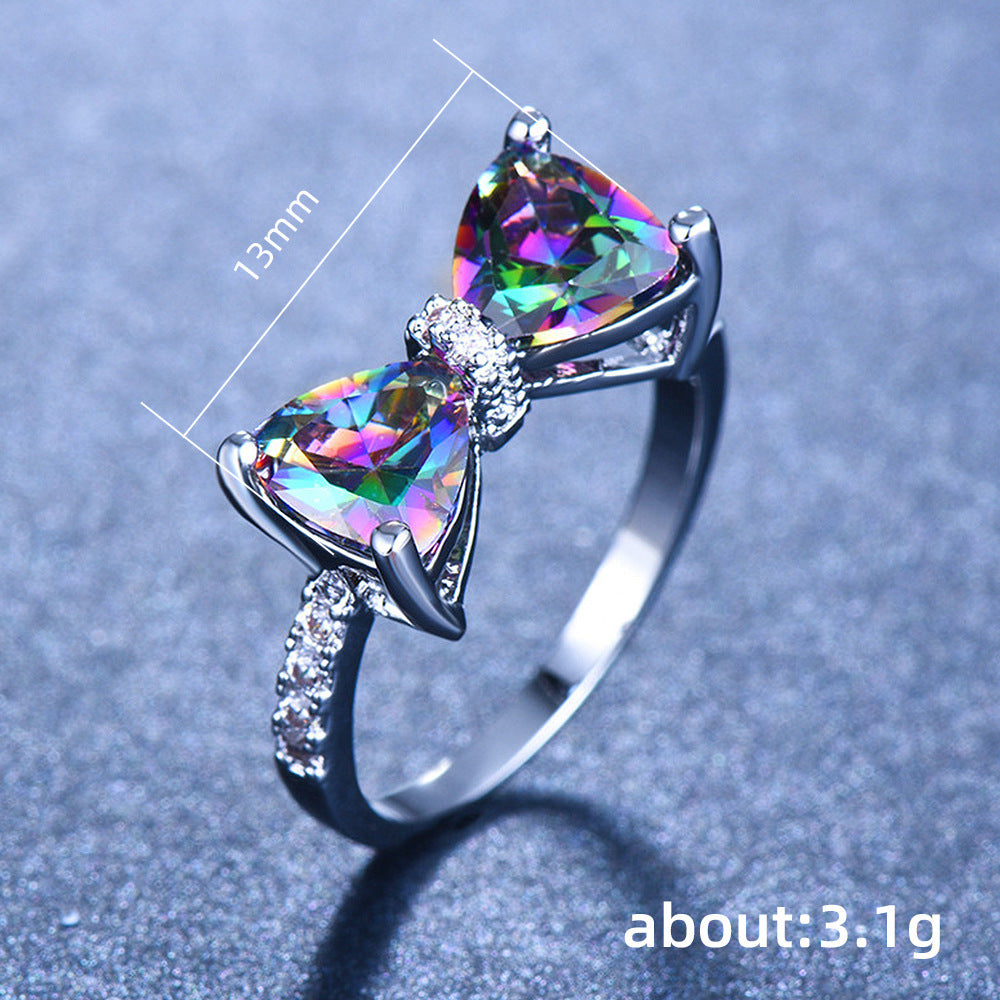 Cute Bow Zircon Ring