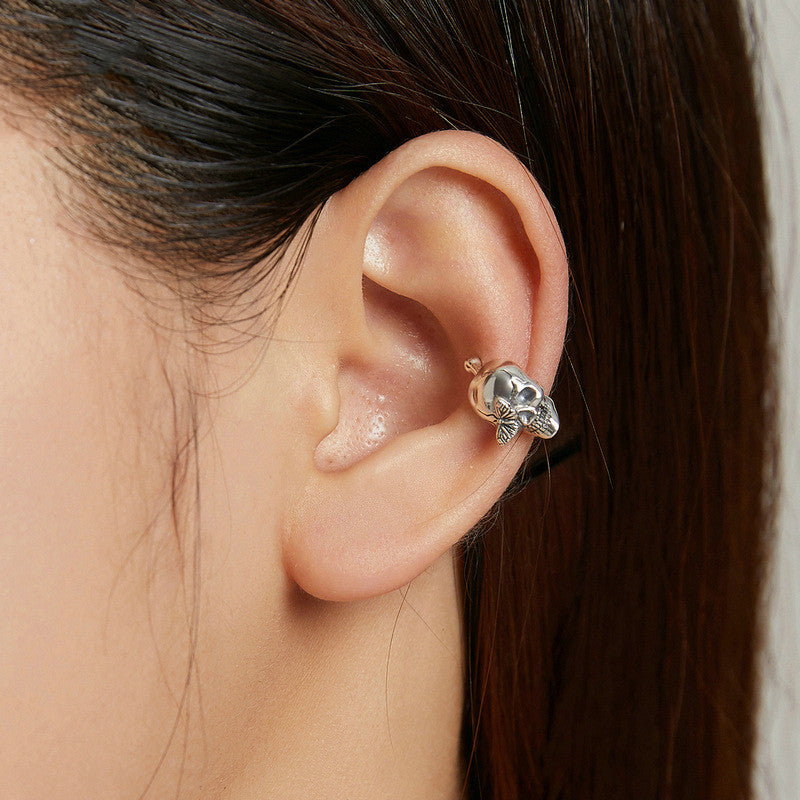 Skull with Butterfly eye- Ear Cuff