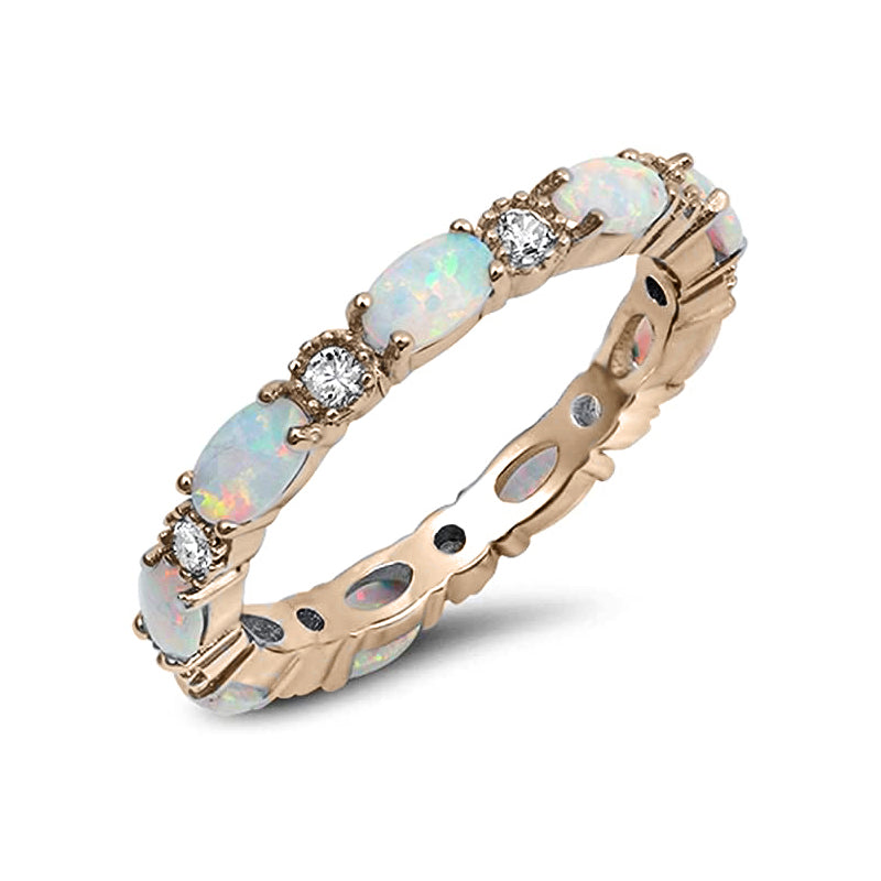 Zircon Opal Eternity Ring