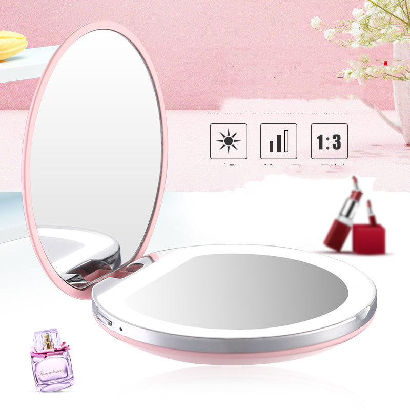 Compact mirror with LED lights