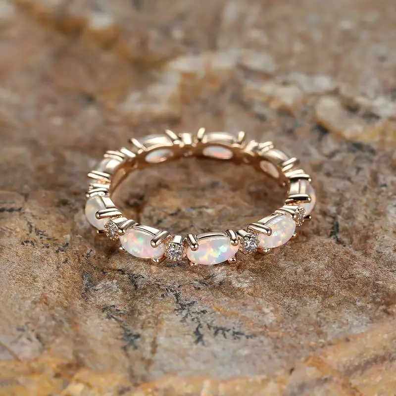 Zircon Opal Eternity Ring