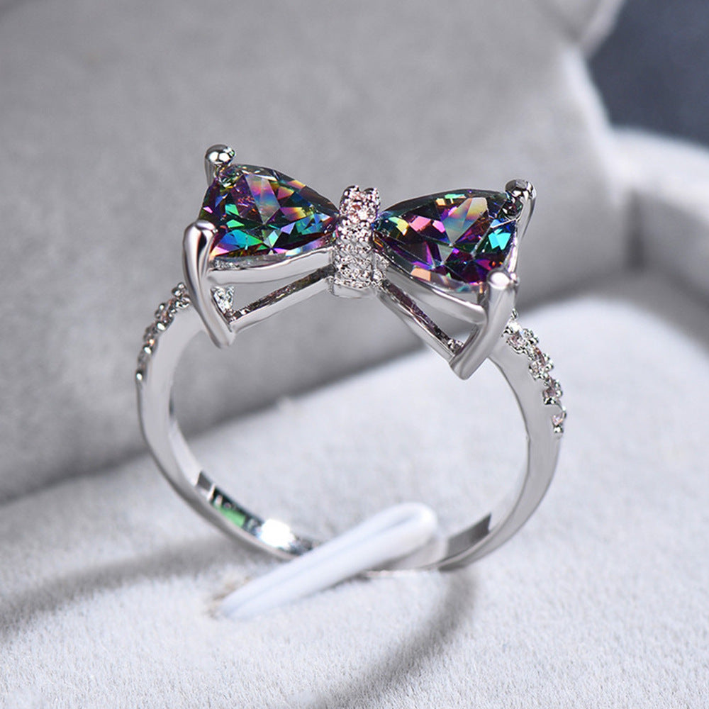 Cute Bow Zircon Ring