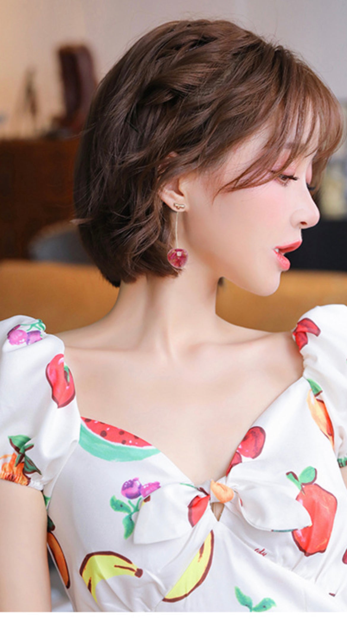 Long Sweet And Fashionable Cherry Earrings